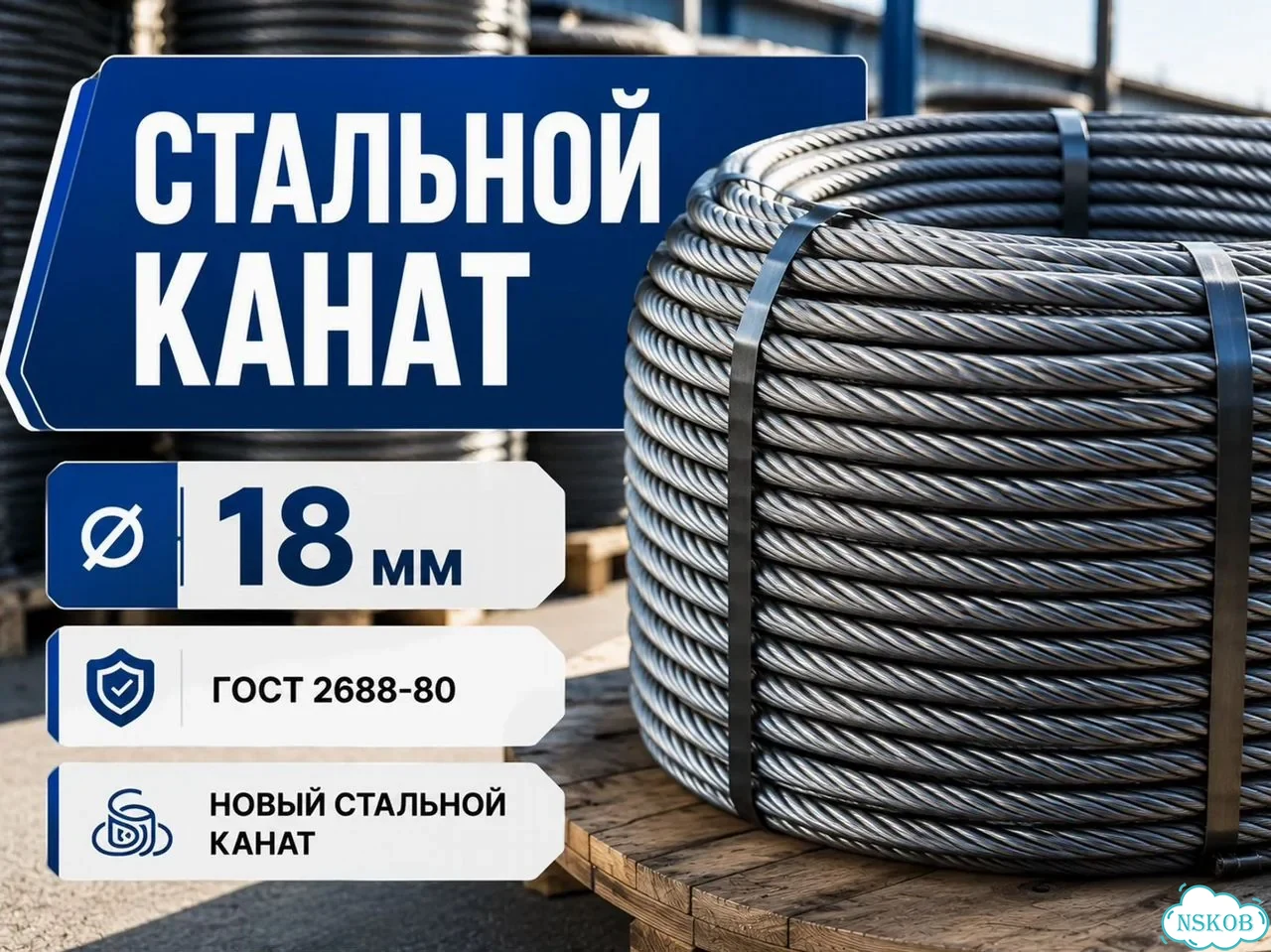 Трос стальной 18 мм Индекс К18-3176 фото 1