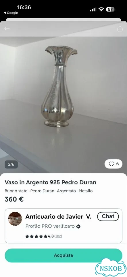 Ваза для цветы серебро Pedro Duran Испания фото 9