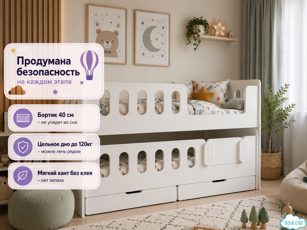 Кровать Детская Двухъярусная Выкатная 160*80 фото 3