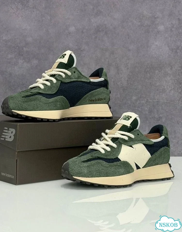 Кроссовки NEW balance 327 зеленые фото 2