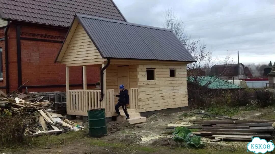 Баня 3х6 с террасой из бруса 150х100 м фото 1
