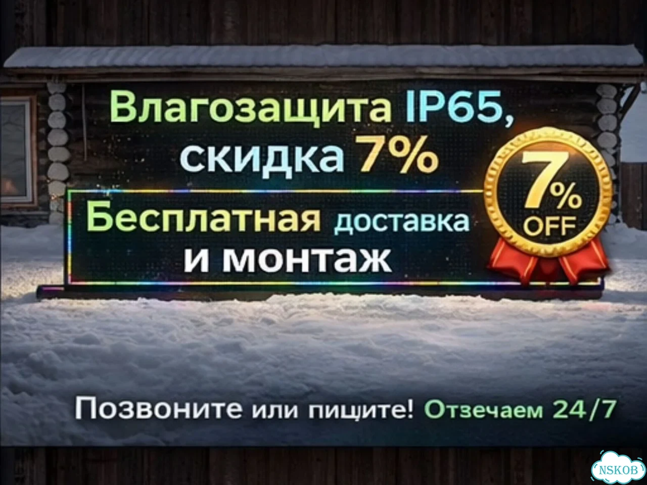 Бегущая строка 600х35 см полноцветного свечения фото 5