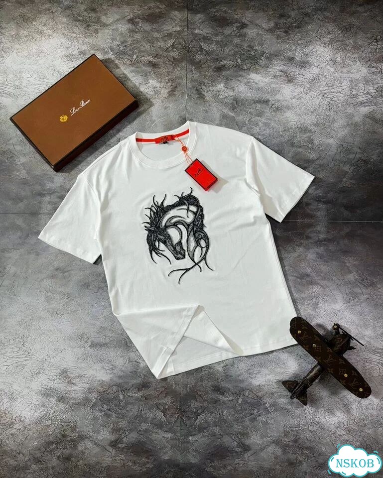 Футболка Hermes Logo New белая фото 4