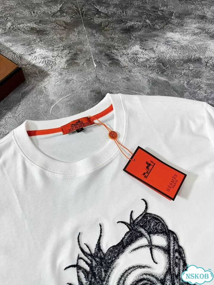 Футболка Hermes Logo New белая фото 5