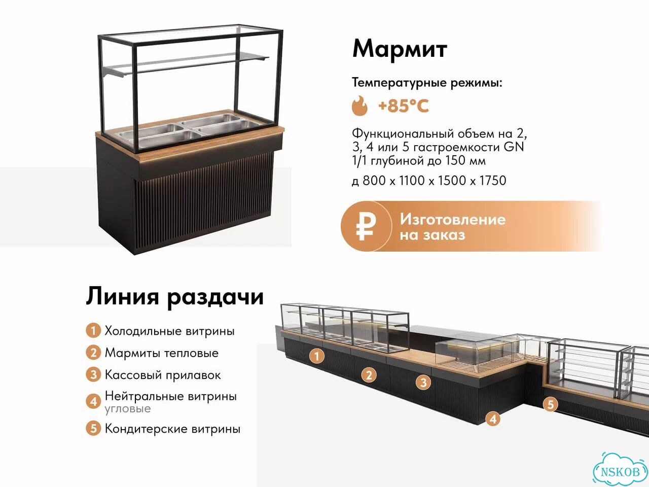 Мармит с подогревом. Цена за модуль 1500мм фото 5
