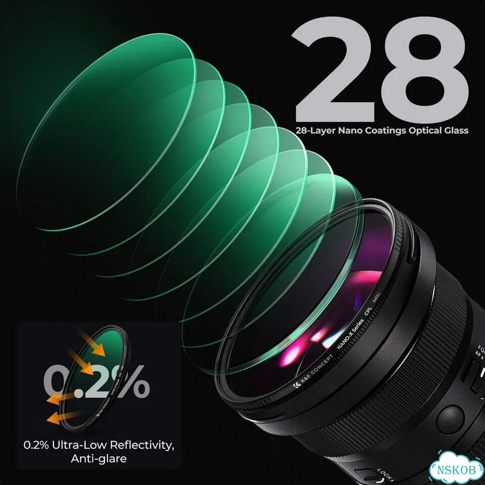 Светофильтр K&F Concept XC16 Nano-X CPL Green Coated 62mm фото 4