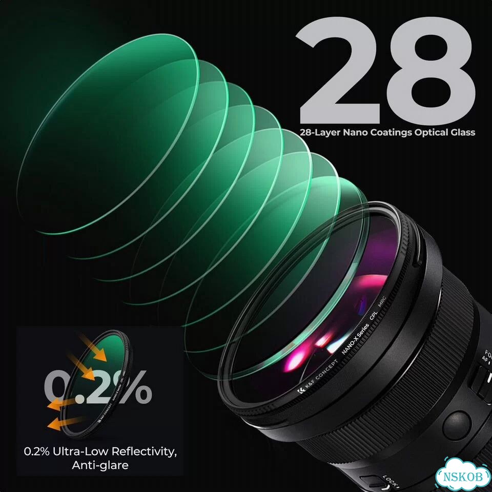 Светофильтр K&F Concept XC16 Nano-X CPL Green Coated 43mm фото 4