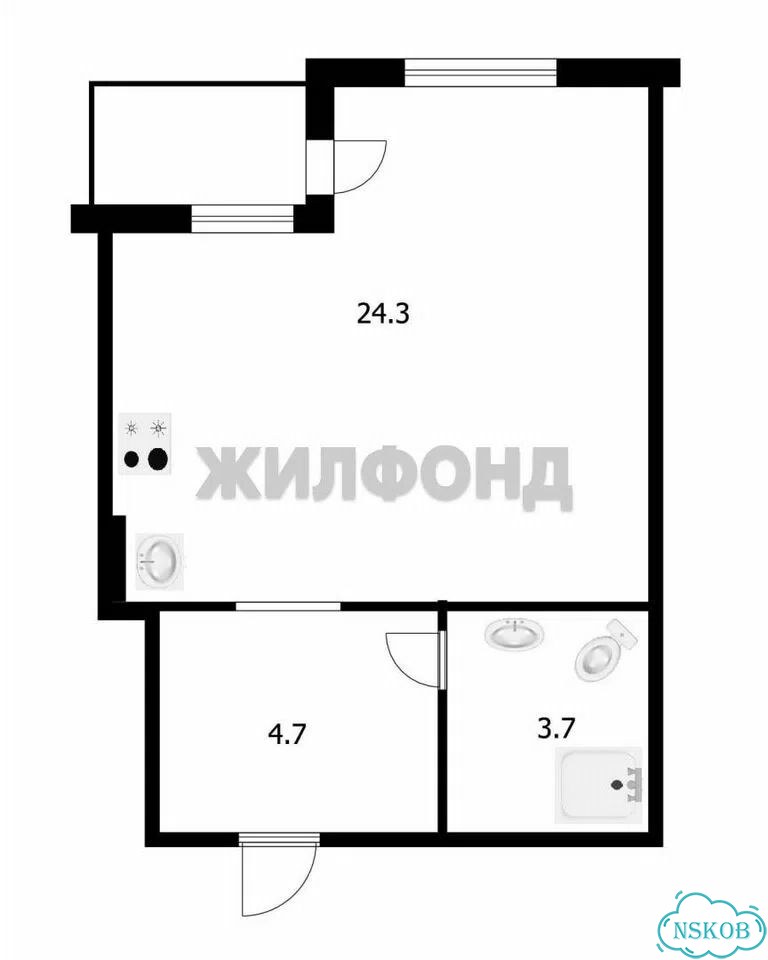 Квартира-студия, 33 м², 11/17 эт. фото 2