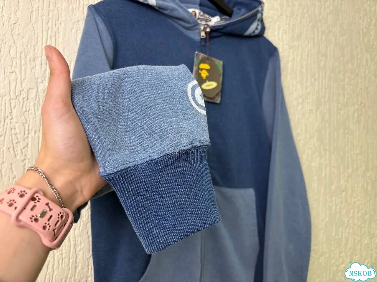 Зип худи Bape indigo синяя фото 4