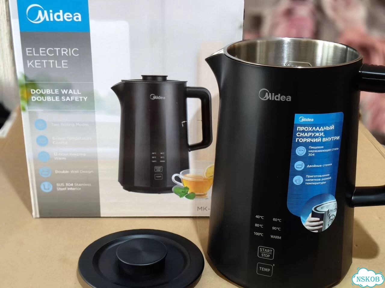 Электрочайник Midea цельная колба, подогрев фото 2