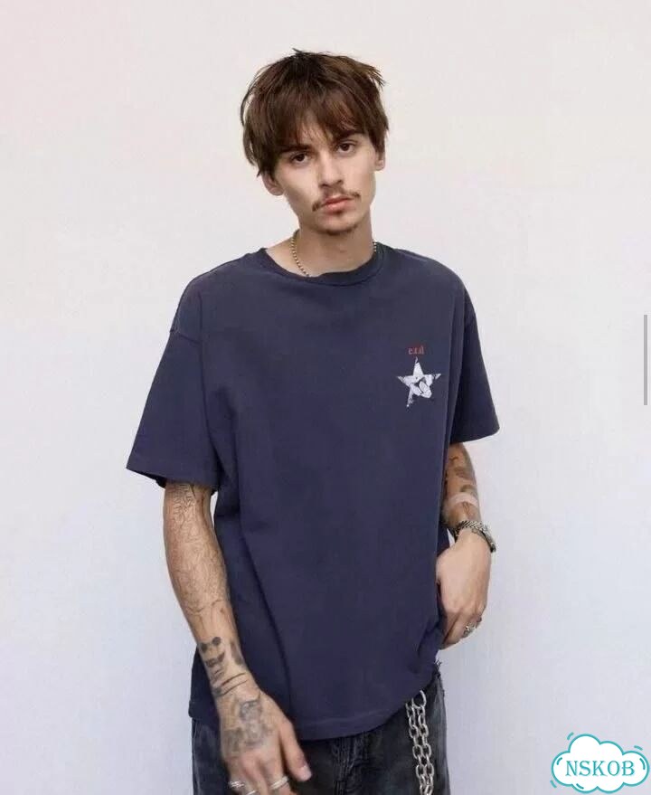 Синяя футболка Erd 22ss oversize фото 3
