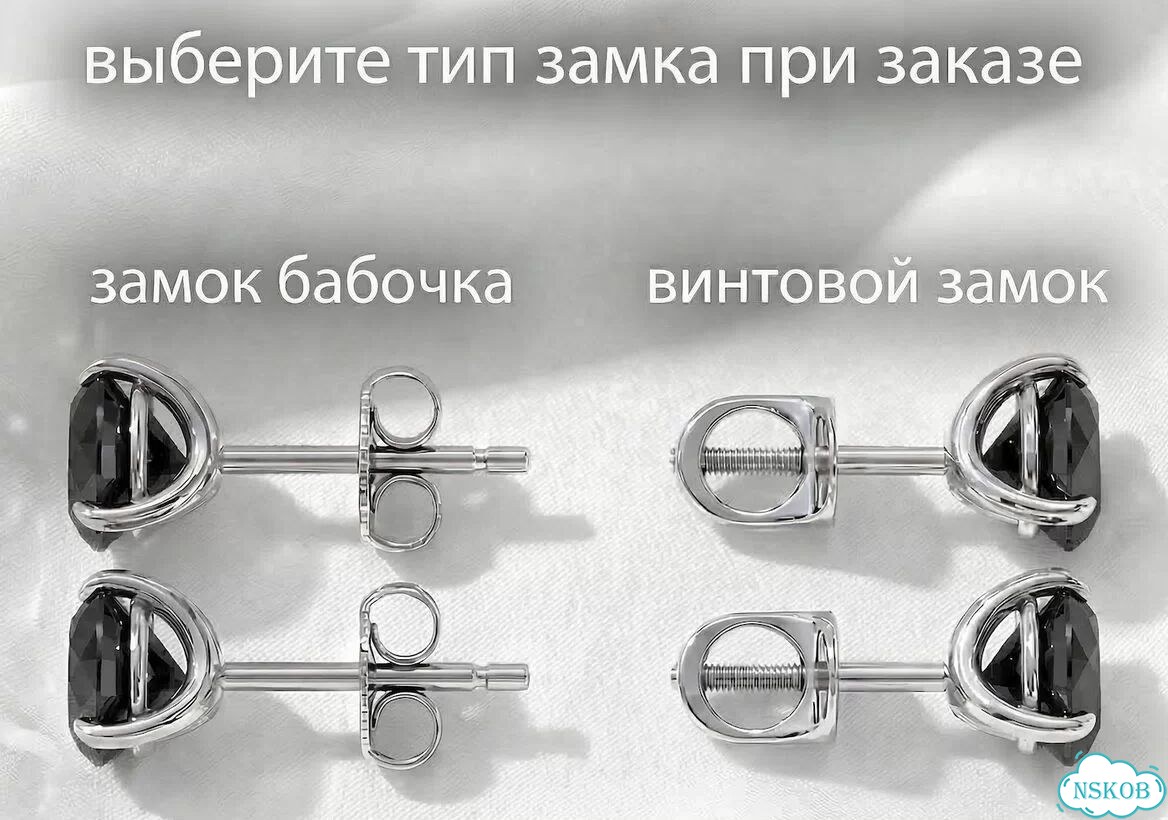 Серьги с черными муассанитами 0,6 карата, 4 мм фото 6